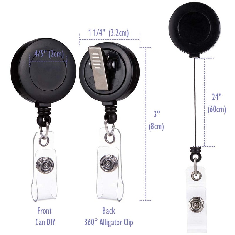 QREEL - 100 Pack - Retractable ID Name Badge Holder Reels with Swivel Alligator Clip (Black, 100 Pack) - Image 2